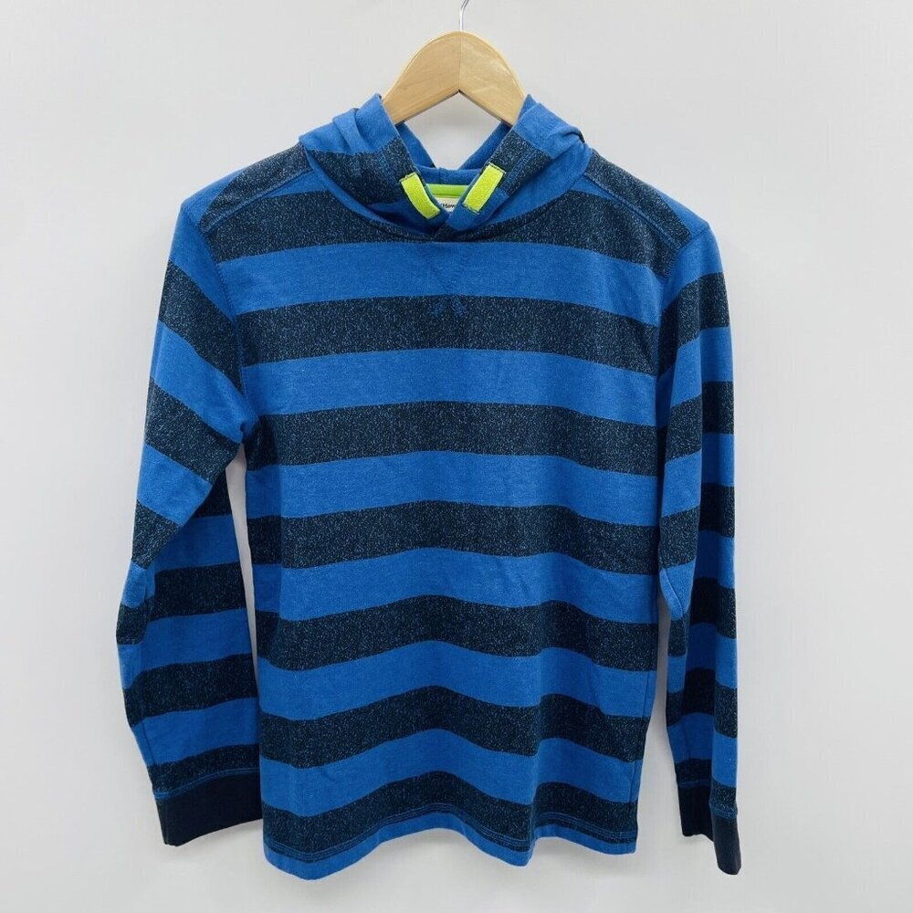 Ruff Hewn Youth Boys Medium 10/12 Striped Hooded Graphic Long Sleeve Tee in Blue